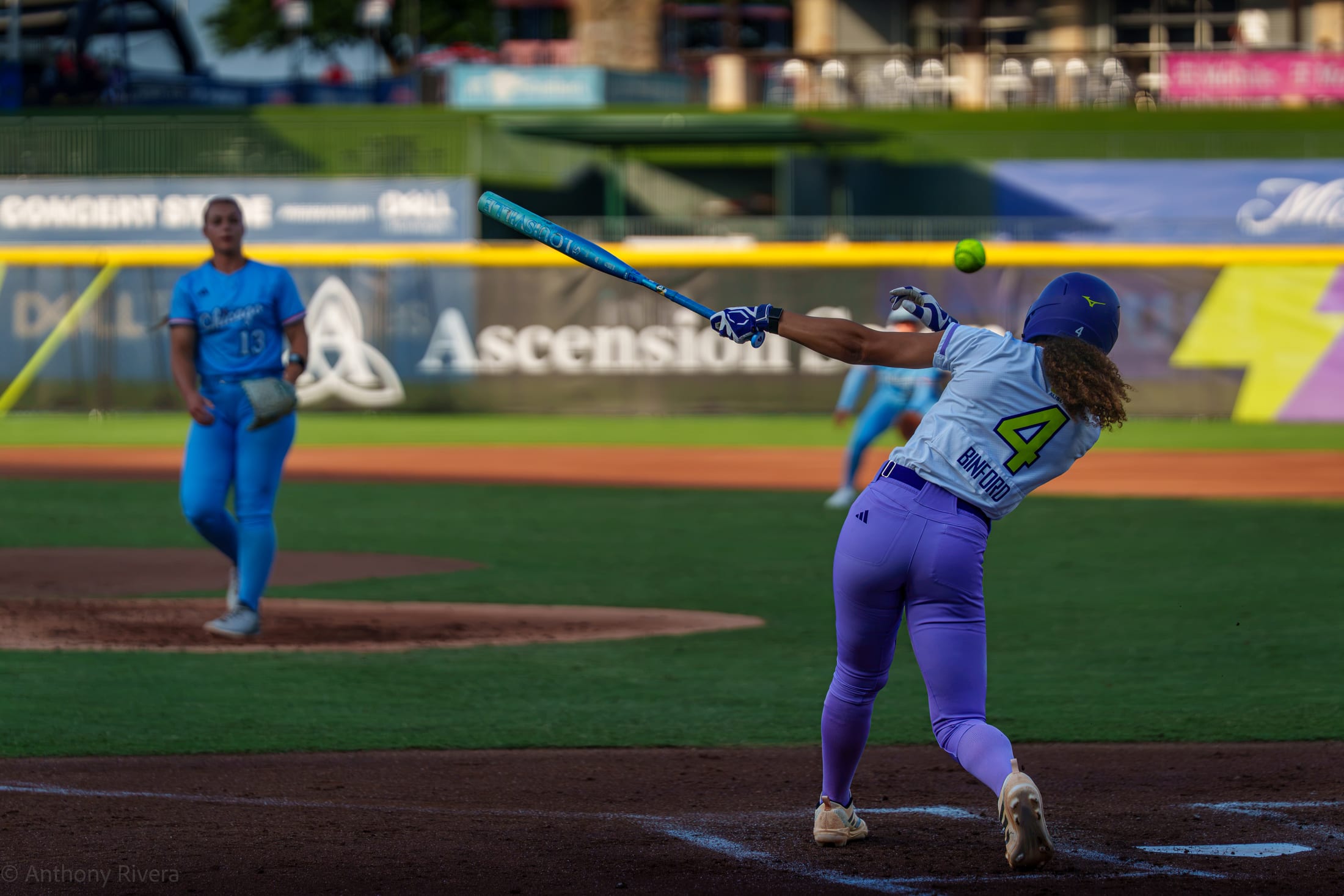 Aliyah Binford makes contact at the plate.