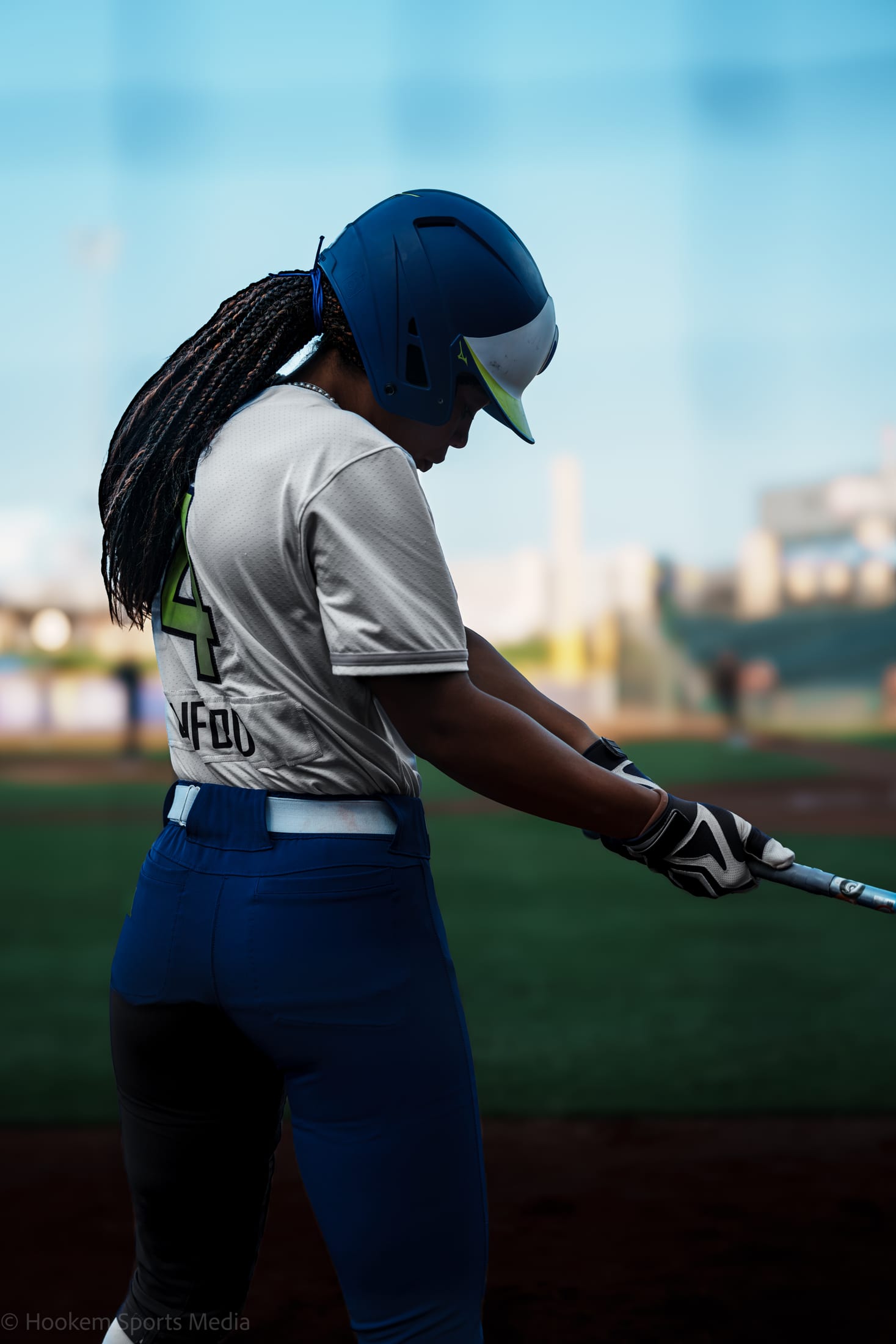 Aliyah Binford on deck at Dell Diamond.