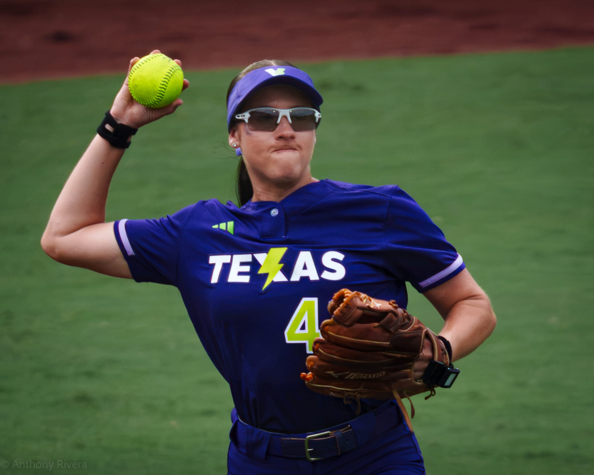 Leighann Goode protects the infield from third base.
