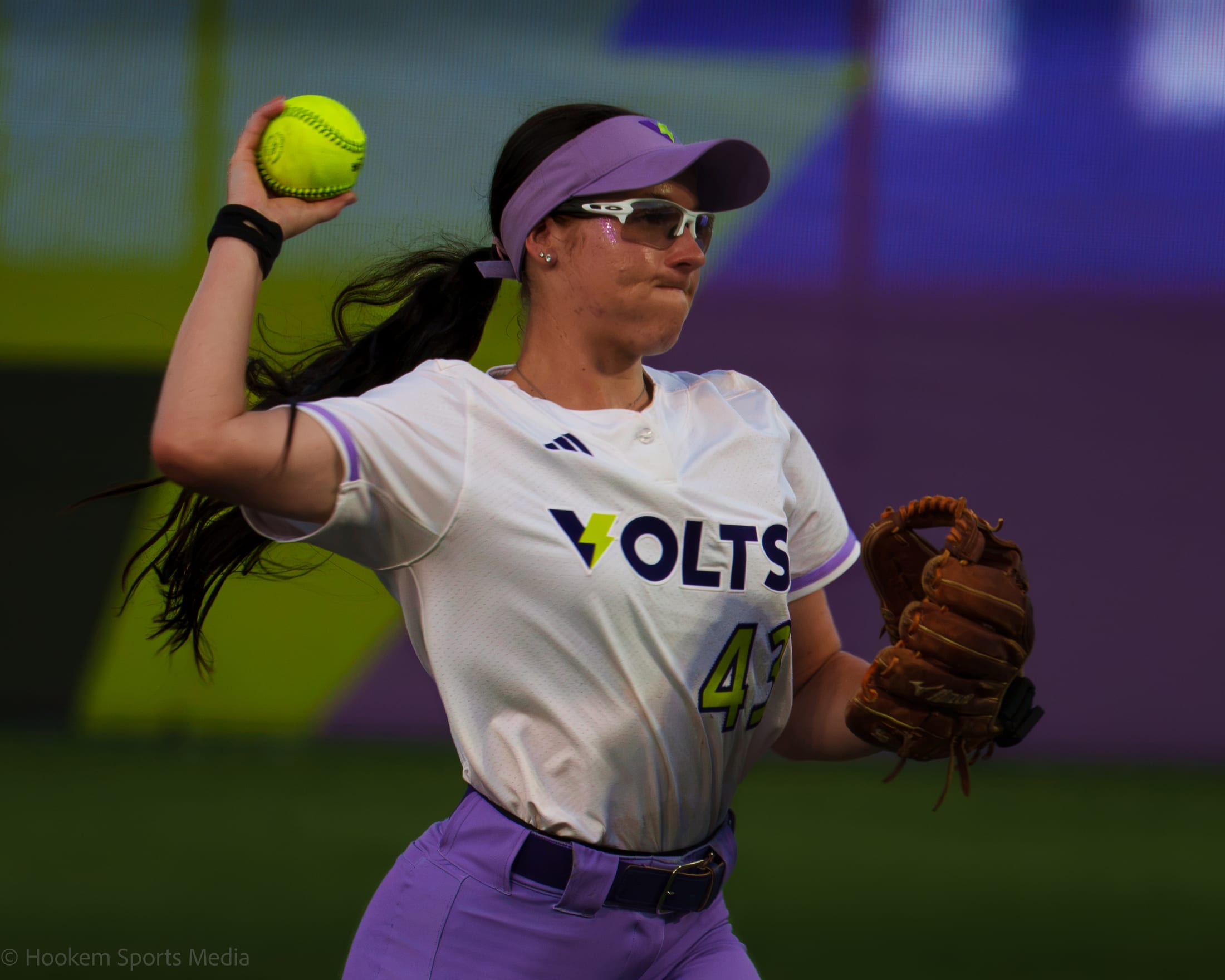 Leighann Goode throws to Sierra Romero at first for the out.