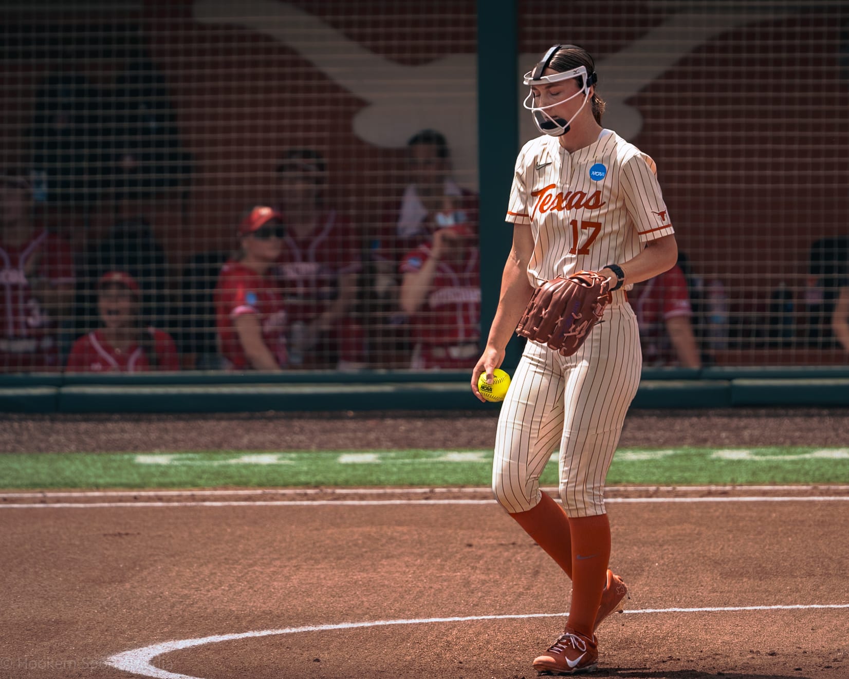 Texas Softball Pitcher Teagan Kavan in the circle at McCombs Field.