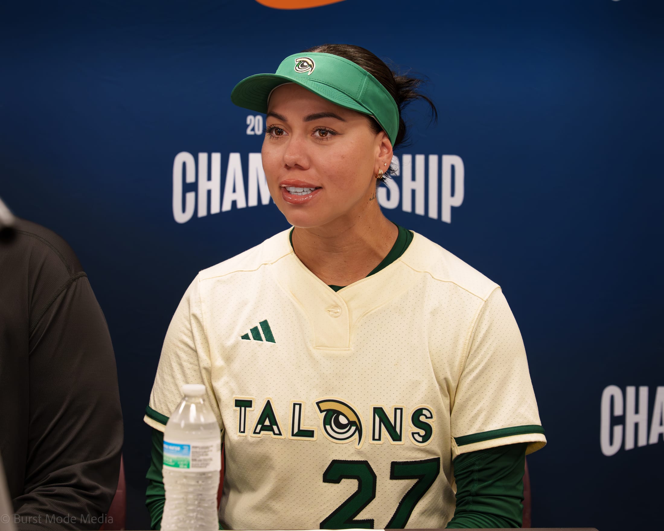 Utah Talons utility Sahvanna Jaquish at the Game 1 postgame press conference.