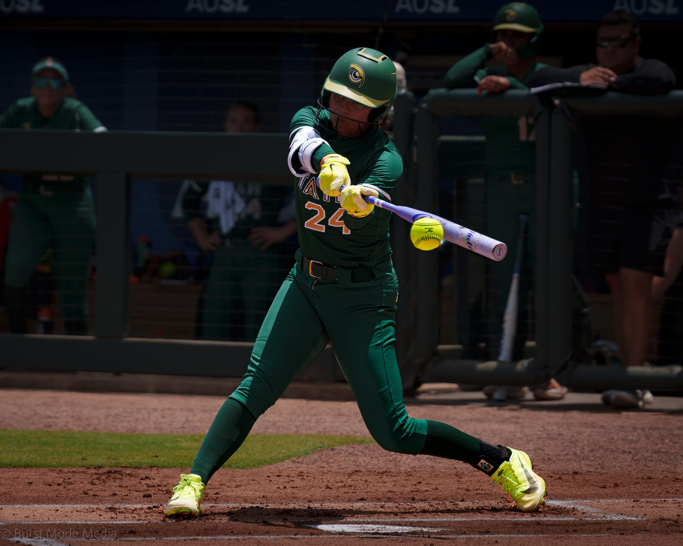 Jayda Coleman makes contact for a first-inning single for the Utah Talons.