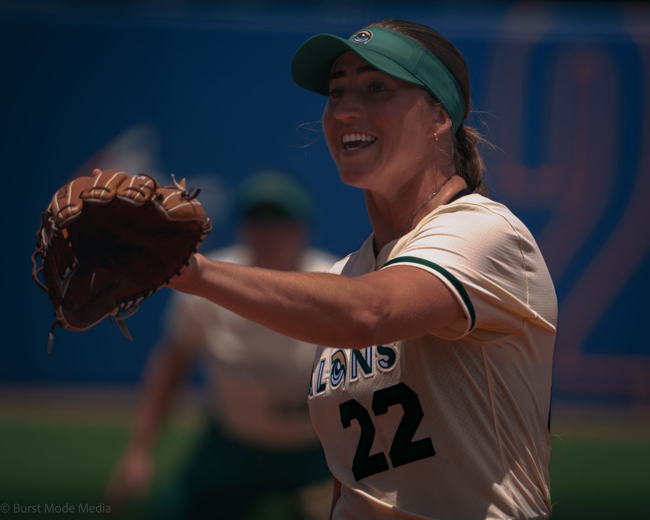 Georgina Corrick smiles in the circle during Game 1 for the Utah Talons.