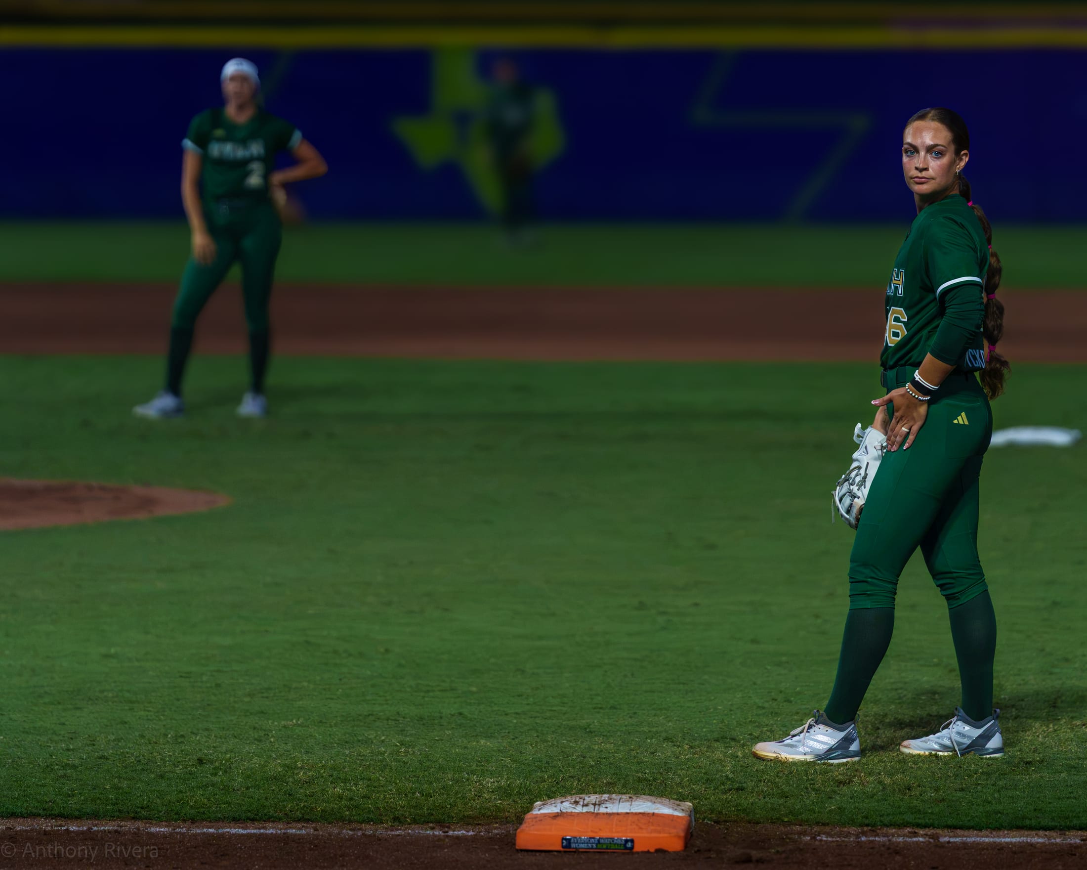 Kailey Wyckoff playing first at Dell Diamond in game 3 against the Volts.